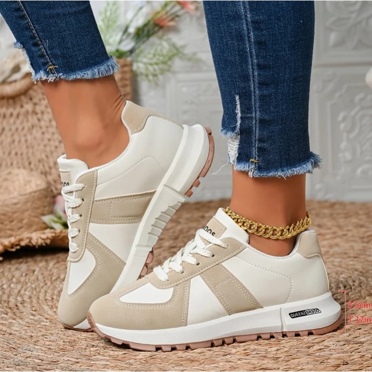 Women'S Yellow Fashion Sneakers - 패션 스트라이프 여성용 경량 운동화 소프트
