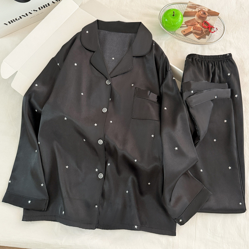 Women'S Fashion Pajamas - 여성을 위한 패셔너블한 심플 스타 블랙
