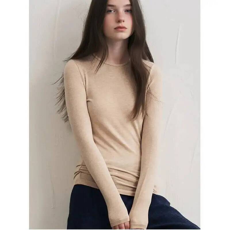 Trend Women Fashion - 여성 캐시미어 혼합 긴소매 상의 가을
