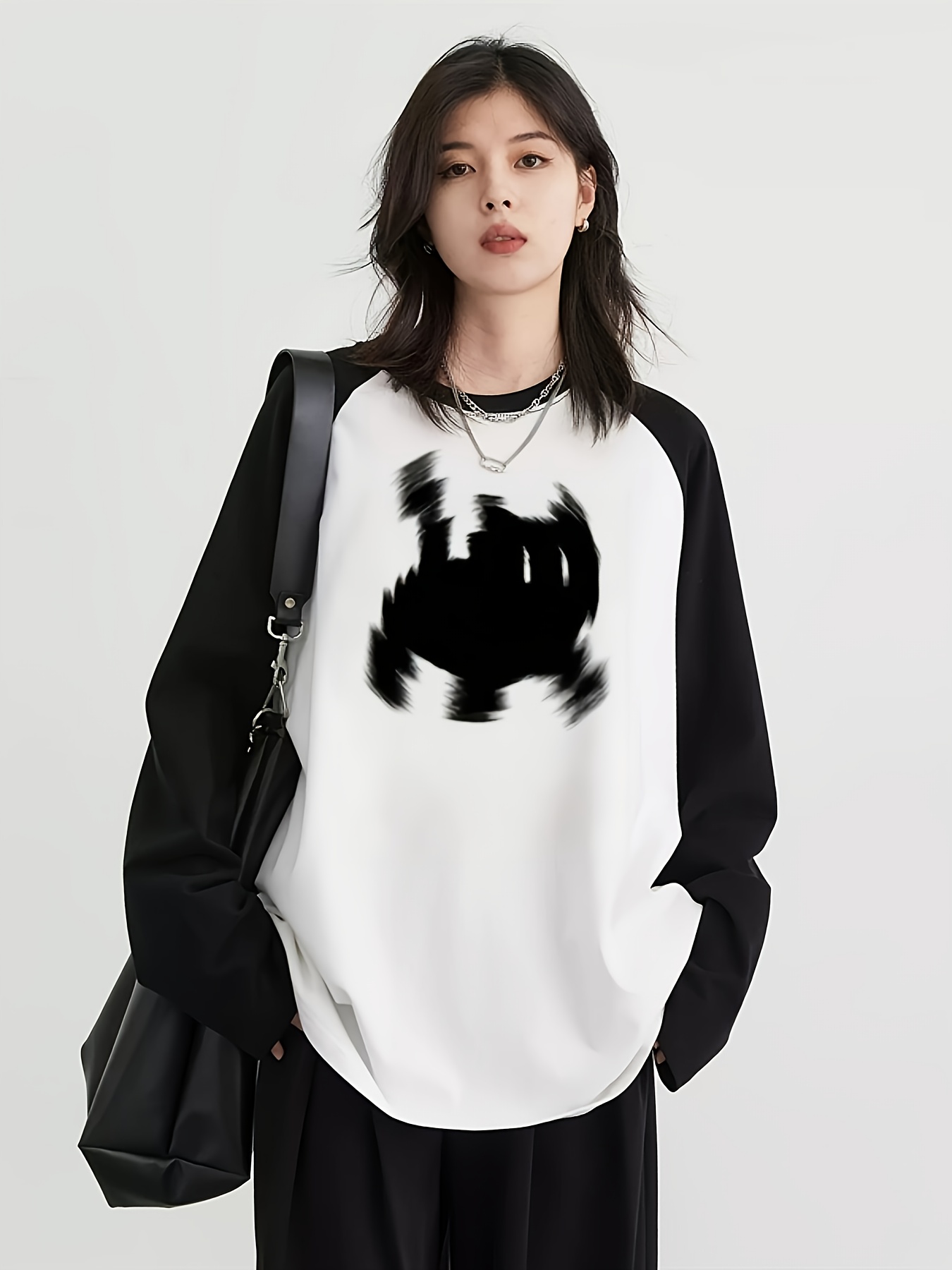 Trend Women Fashion - Y2K 여성용 래글런 긴팔 티셔츠, 귀여운
