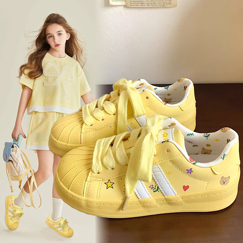 2025년 가을 신상 아동 스포츠화, 학생용 두꺼운 밑 - Women'S Yellow Fashion Sneakers 리뷰 및 가격