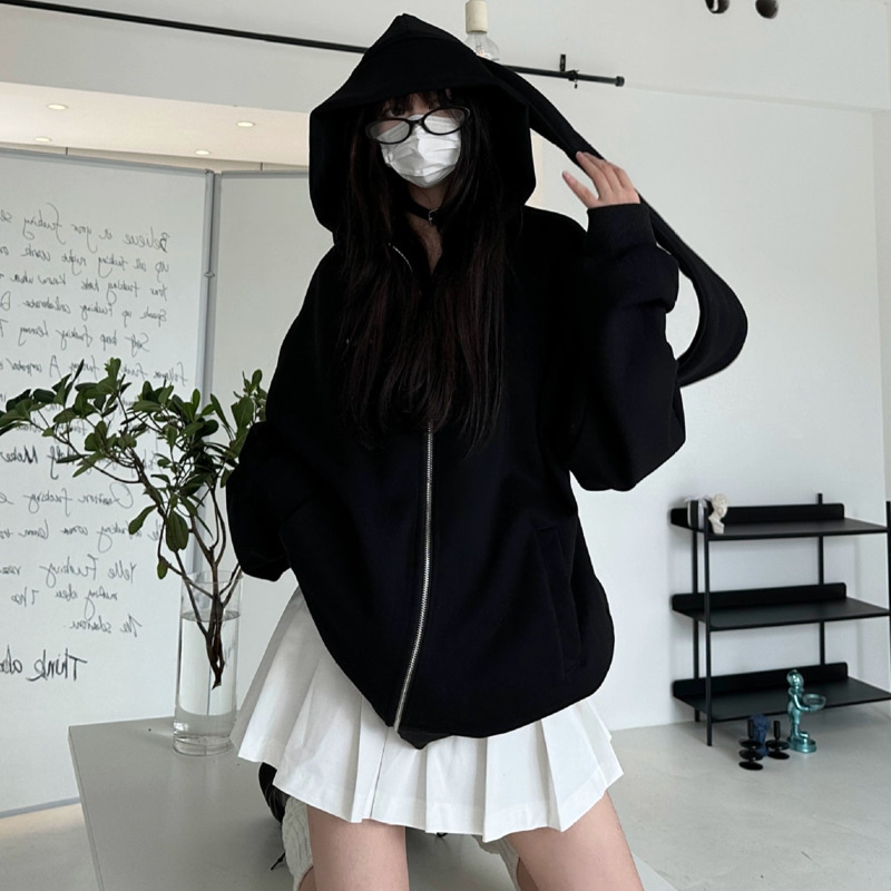 2025 가을 귀여운 토끼 큰 귀 후드티 긴팔 후드 스 - Women'S Fashion Zip Up Hoodies 리뷰 및 가격