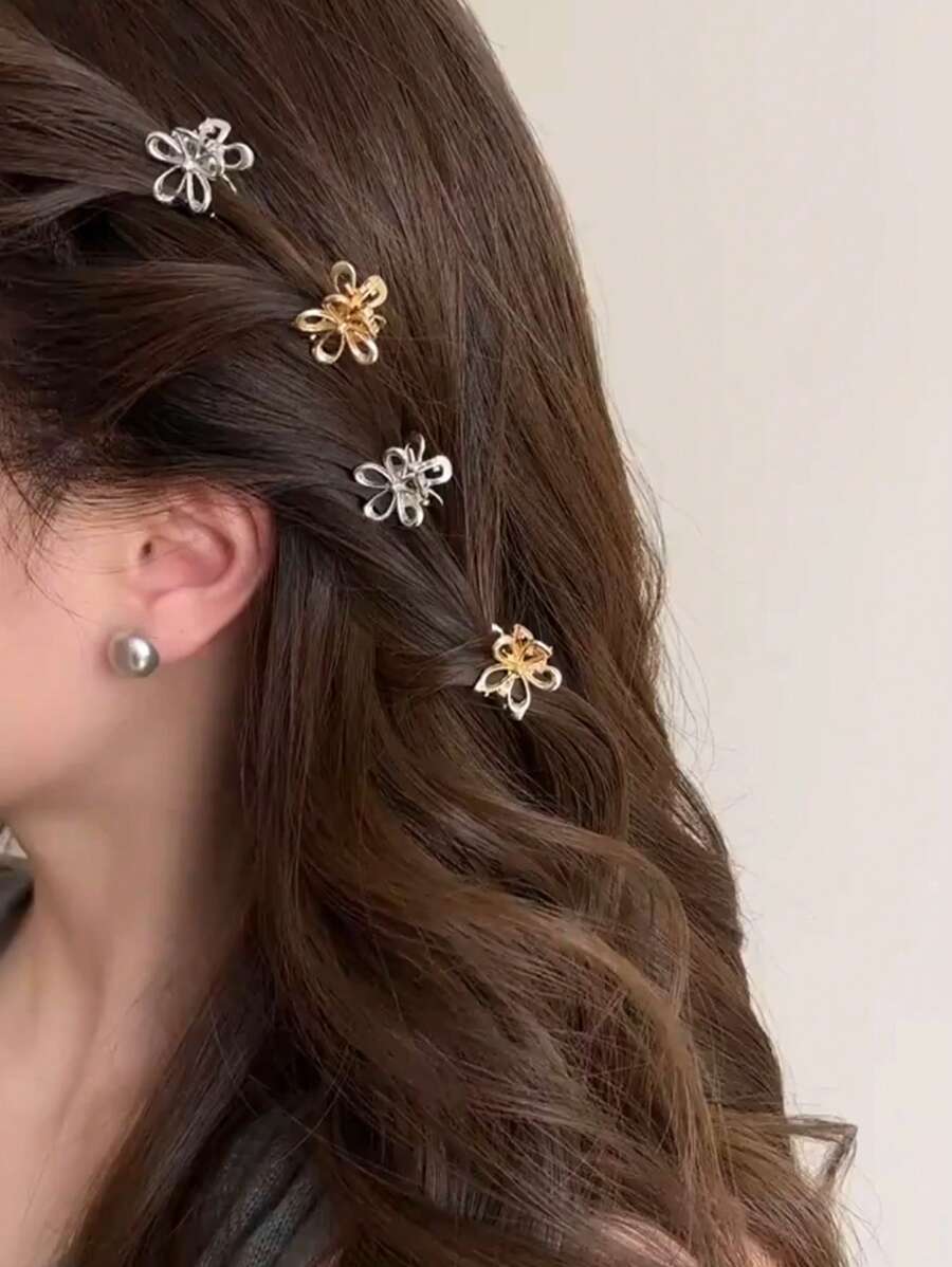 12개/4개 금속 꽃 모양 작은 헤어 클립, 귀여운 앞 - Women'S Fashion Petite 리뷰 및 가격