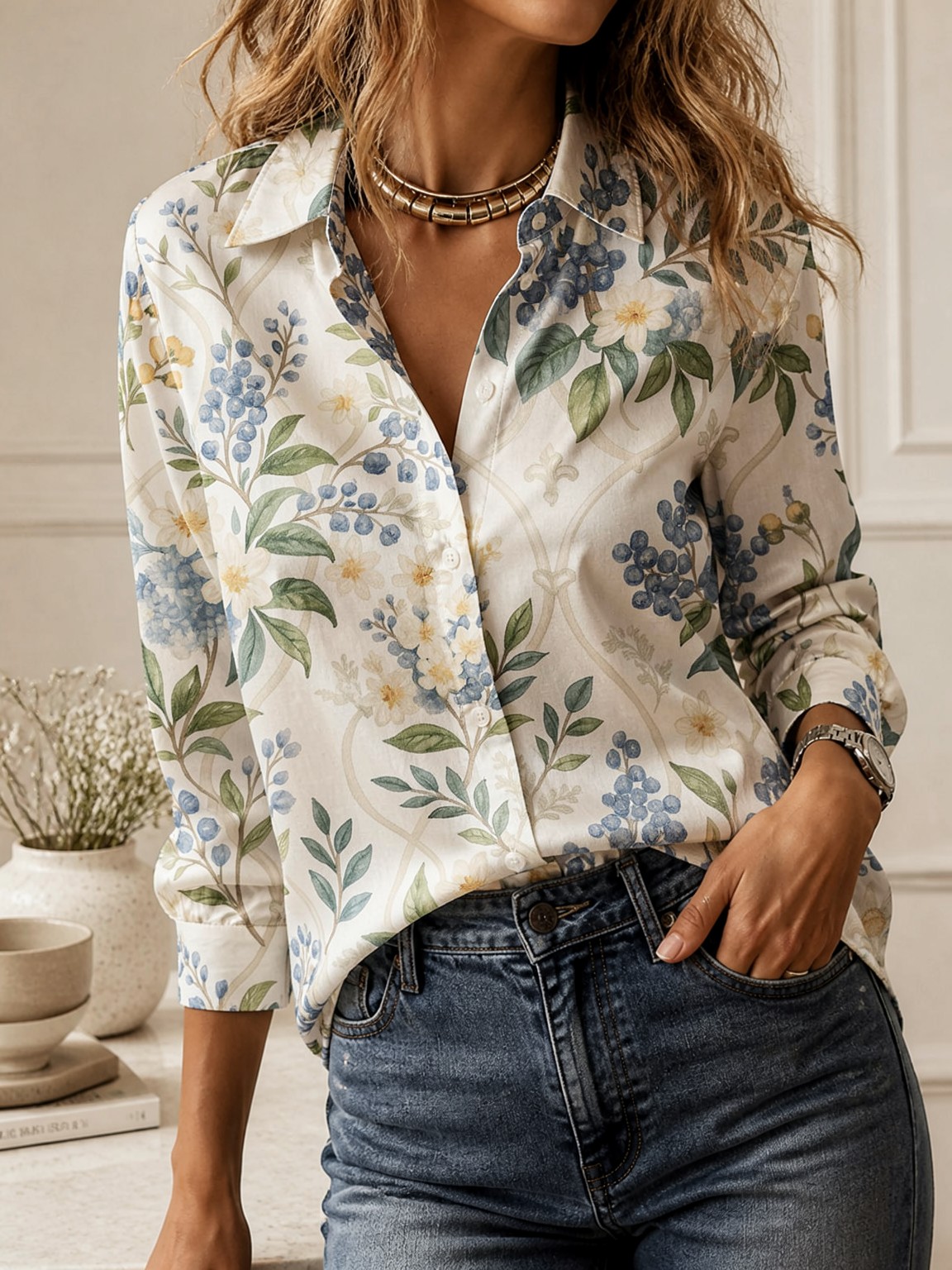 캐주얼 올매치 칼라 블라우스, 여성 긴팔 루즈핏 우아한 - Trend Women Fashion 리뷰 및 가격