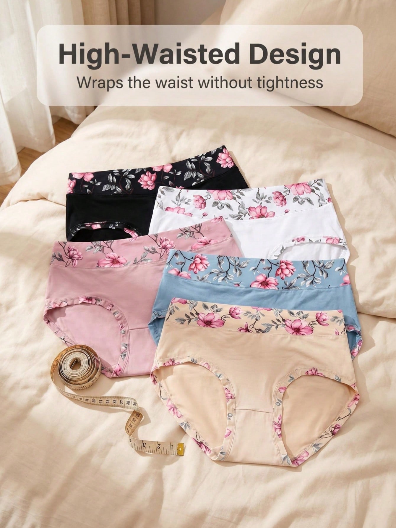 5PCS 플러스 사이즈 여성용 꽃무늬 팬티, 중간 허리 - Trend Women Fashion 리뷰 및 가격