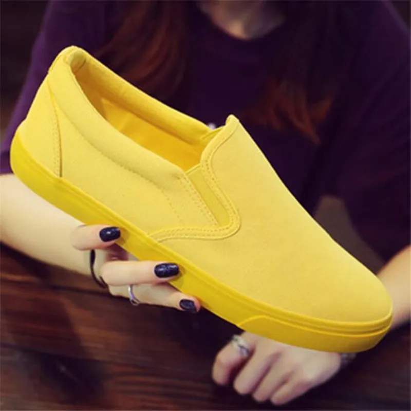 남녀공용 통기성 캔버스 캐주얼 신발, 학생 로퍼 신발, - Women'S Yellow Fashion Sneakers 리뷰 및 가격