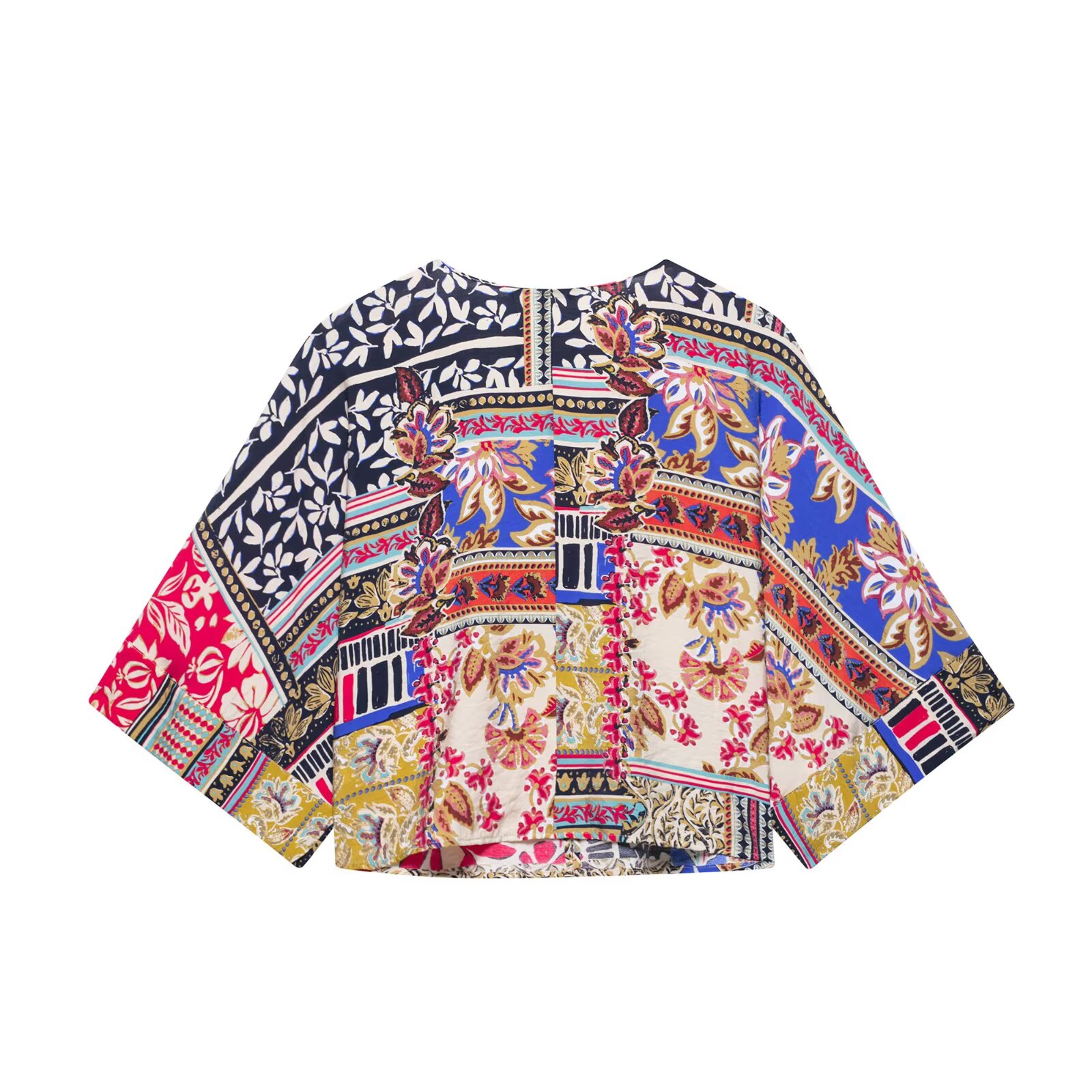 Zevity 여성 패션 V 천 패치 워크 인쇄 짧은 기 - Women'S Fashion Kimono 리뷰 및 가격