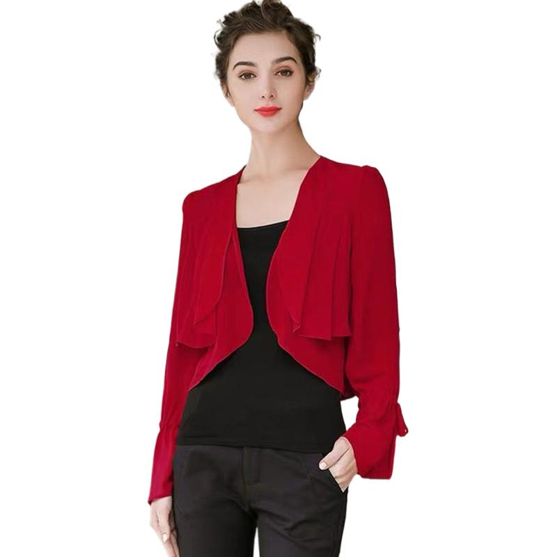 여성 러플 소매 얇은 쉬폰 코트, 슬림 오피스 기모노  - Women'S Fashion Kimono 리뷰 및 가격