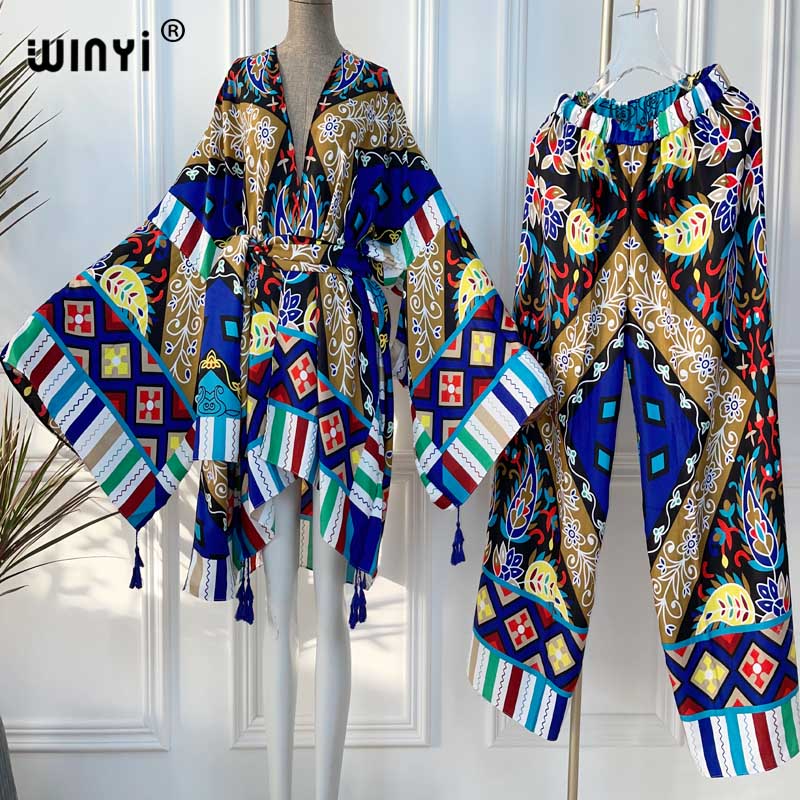 WINYI 투피스 양복 기모노 스트레이트 레그 팬츠 보 - Women'S Fashion Kimono 리뷰 및 가격