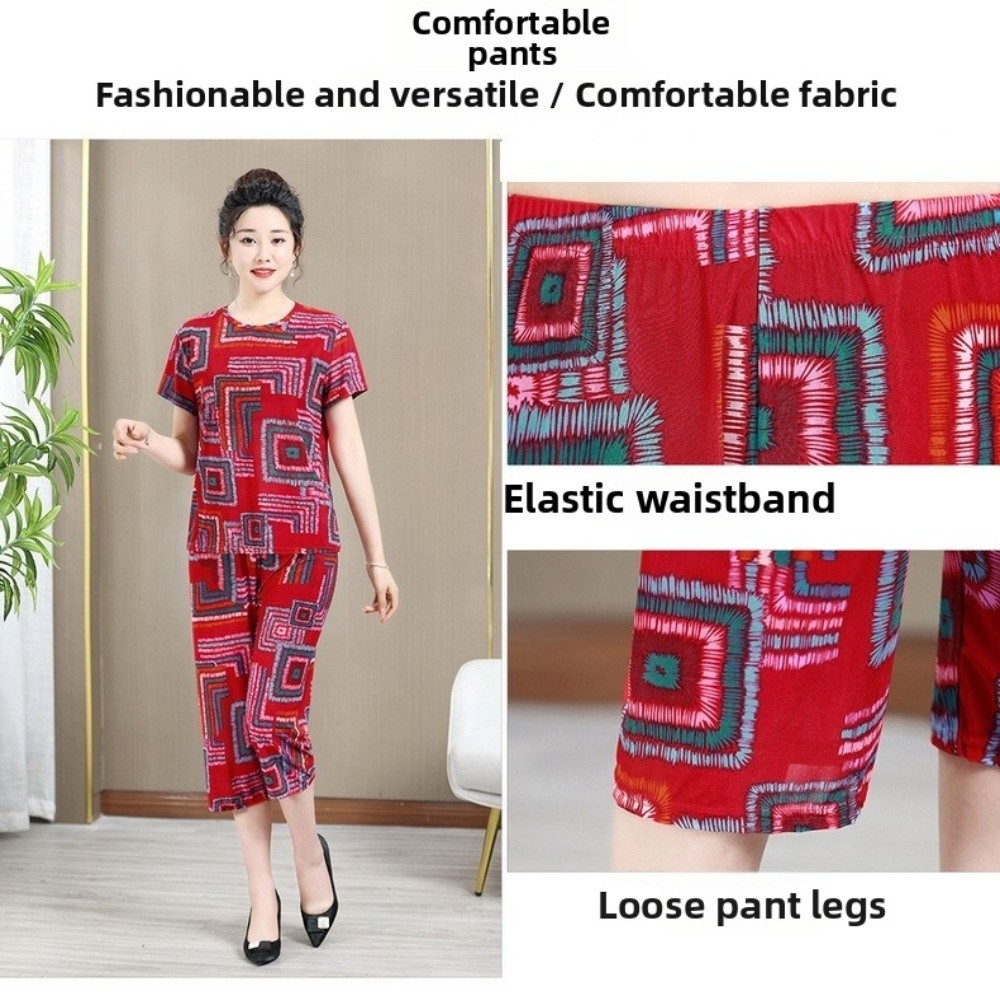 패션 플러스 사이즈 노인 티셔츠 세트 스트라이프 루즈  - Women'S Fashion Pajamas 리뷰 및 가격